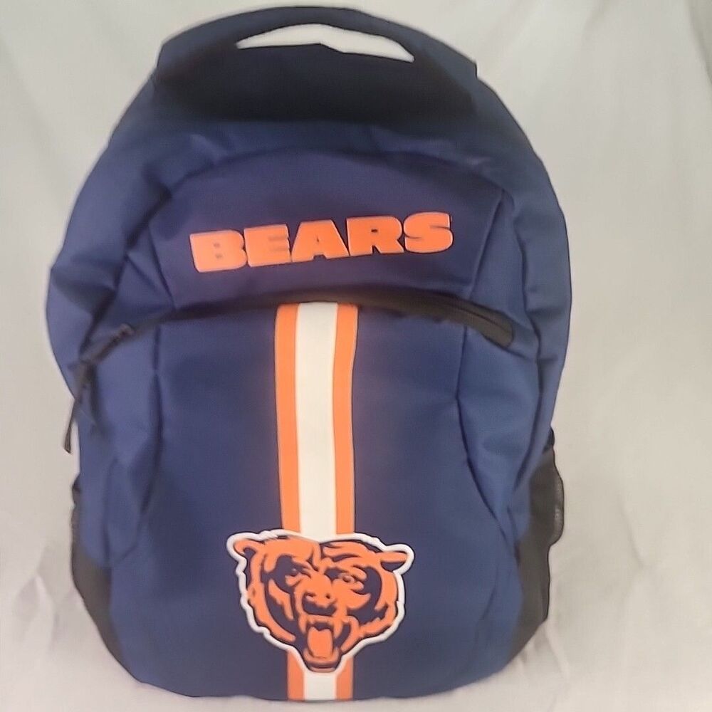 Backpack FOCO Chicago Bears NFL Team Logo Blue With Orange & White Stripes BEARS